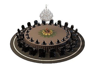 宴会桌椅组合模型3d模型