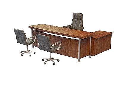 3d办公木质桌椅免费模型