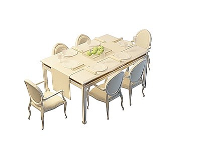 现代餐厅桌椅模型