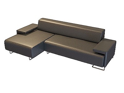 3d黑皮多人沙发免费模型