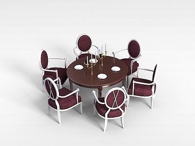 欧式餐厅桌椅模型