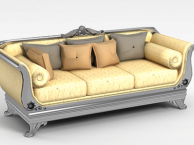欧式三人沙发模型