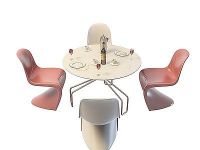 咖啡厅休闲桌椅模型