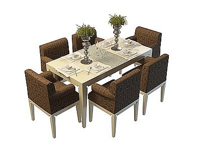 餐厅豪华桌椅模型3d模型