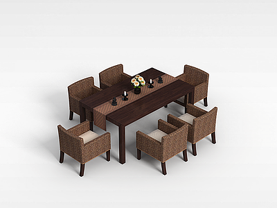3d商务桌椅组合模型