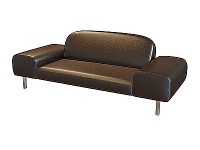 3d黑皮双人沙发免费模型
