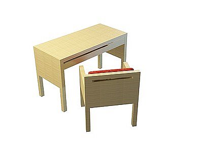 简约实木桌椅模型