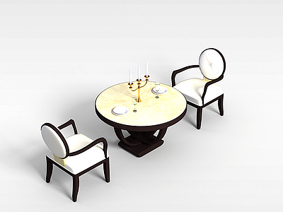 3d欧式咖啡厅桌椅模型