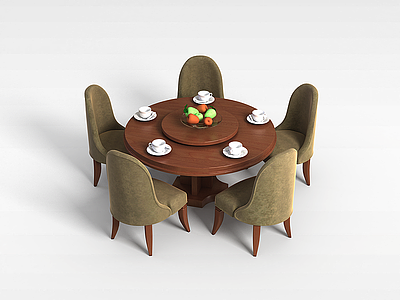 3d五人餐桌椅模型