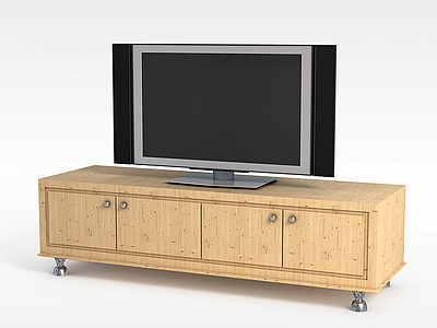 3d现代木质电视柜组合模型