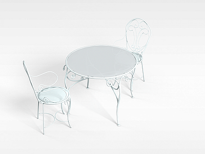 铁艺桌椅组合模型3d模型
