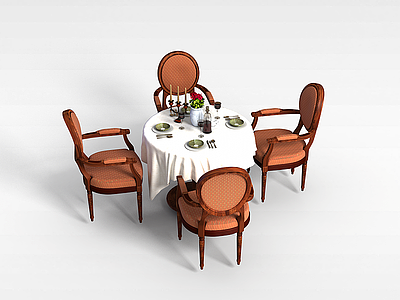3d饭馆桌椅模型