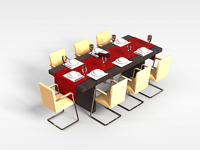 3d家庭餐桌椅模型