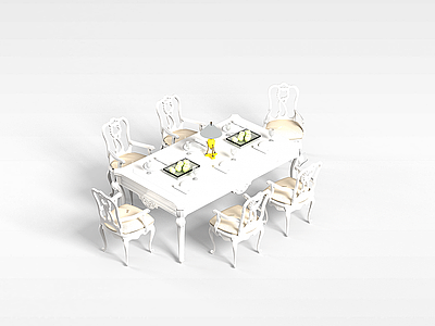 欧式豪华餐桌椅模型3d模型