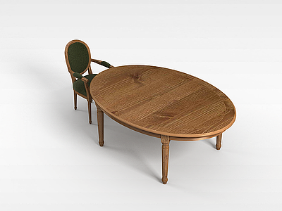 实木桌椅组合模型