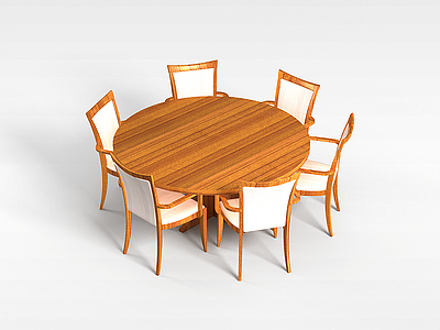 圆形餐桌椅组合模型