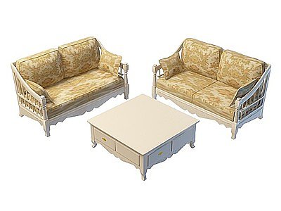 复古沙发组合模型3d模型