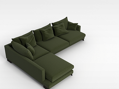 3d军绿色沙发组合模型