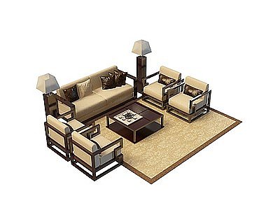 3d古典沙发组合模型