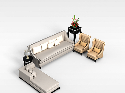 3d现代沙发组合模型