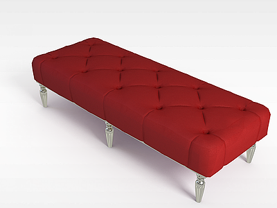 3d红色沙发凳模型