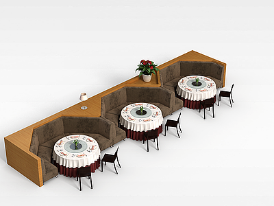 3d餐厅沙发茶几模型