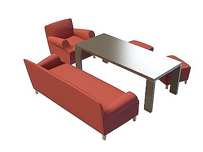 3d红色沙发<font class='myIsRed'>茶几</font>免费模型