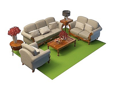 3d家用沙发<font class='myIsRed'>茶几组合</font>免费模型