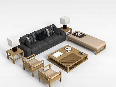 3d家庭沙发组合模型