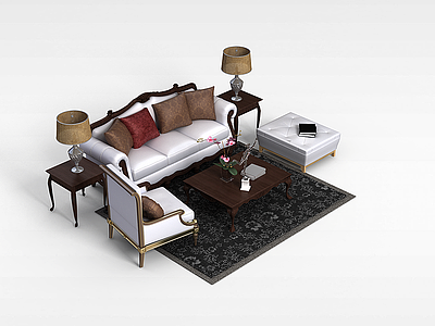欧式沙发茶几模型3d模型