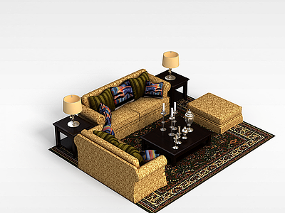 3d欧式沙发茶几模型