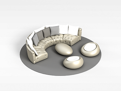 3d会议室弧形沙发模型