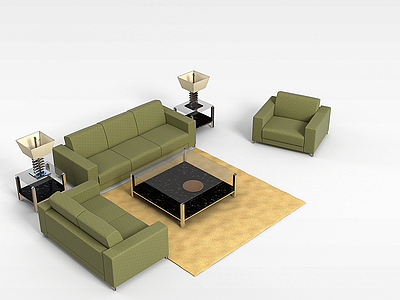 办公室沙发茶几模型3d模型