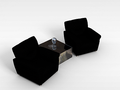 黑色沙发茶几模型3d模型