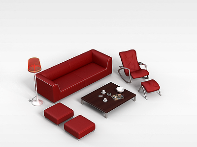 3d简约沙发茶几组合模型