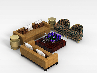 3d客厅沙发茶几模型