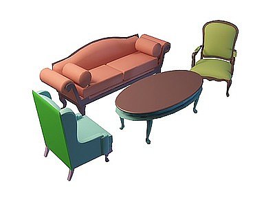 3d五彩沙发组合免费模型