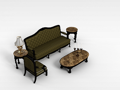 欧式沙发茶几模型