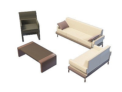 现代简约沙发组合模型