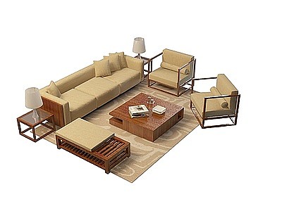 客厅沙发茶几模型