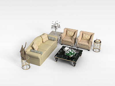 客厅沙发茶几模型3d模型