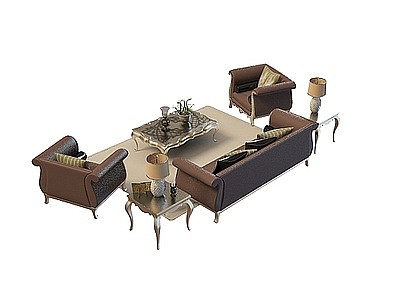 3d欧式沙发茶几组合免费模型