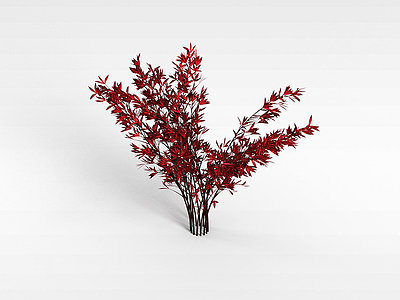 红叶灌木模型
