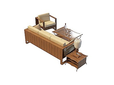 3d复古沙发组合免费模型