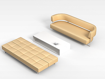 3d简易沙发茶几组合模型