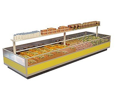 3d超市中岛货柜模型