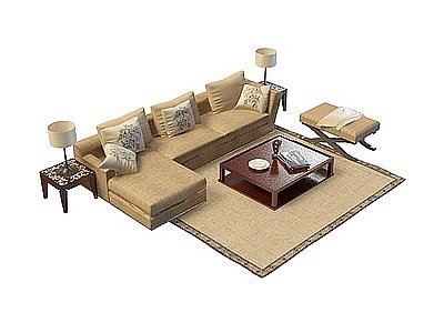 3d现代沙发茶几免费模型