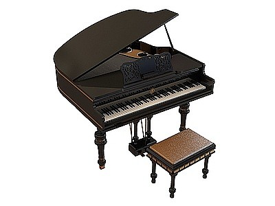 3d欧式钢琴模型