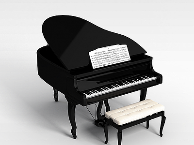 现代感钢琴模型3d模型