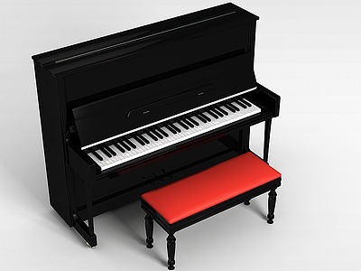 3d黑色钢琴模型